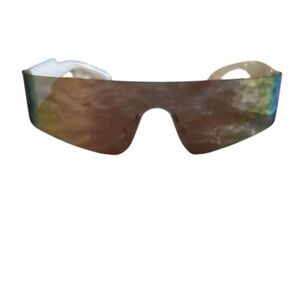 Ed Hardy Iridescent Shield Sunglasses with White Temples